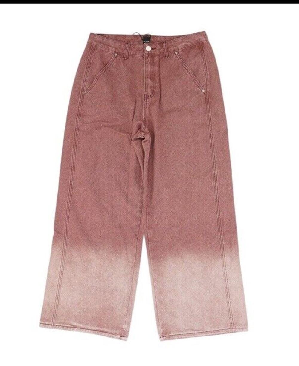 NWT BJHG Jeans Women's Wide Leg Baggy Maroon Ombre Size XXL